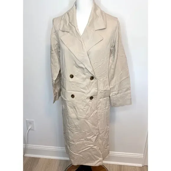 Everlane The Drape Trench Coat In Sandstone Size XS New - Picture 3 of 13